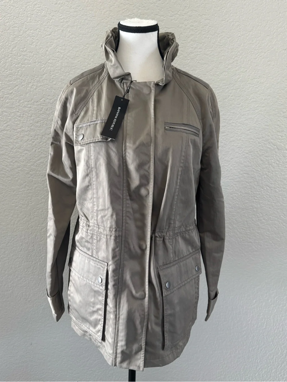 NWT Banana Republic Utility Rain Jacket Field Coat Taupe Small